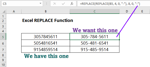 Excel REPLACE Function 11 Examples Wikitekkee