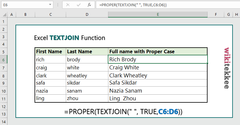 Excel TEXTJOIN Function | 6 Practical Examples - Wikitekkee