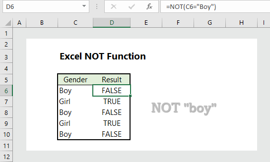 Excel NOT Function (5 Examples) - Wikitekkee