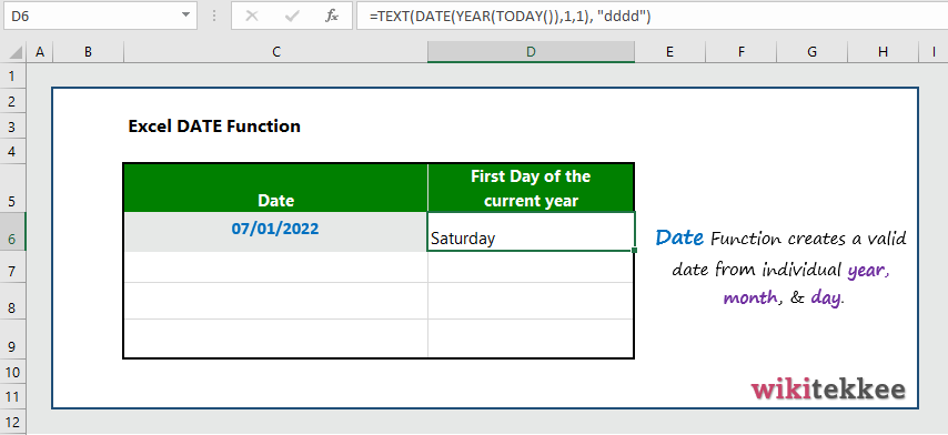 Excel DATE Function (6 Practical Examples) - Wikitekkee