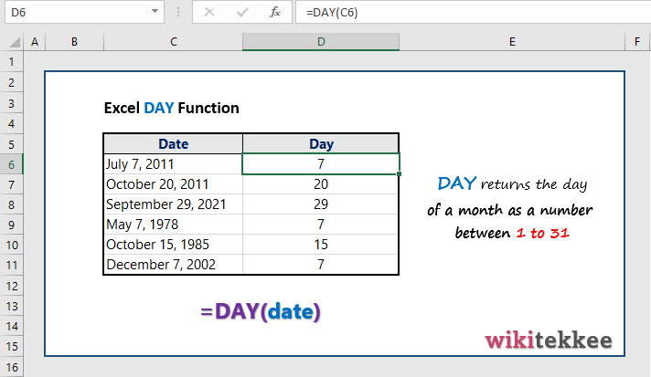 how-to-find-day-from-date-in-ms-excel-get-day-name-from-date-in