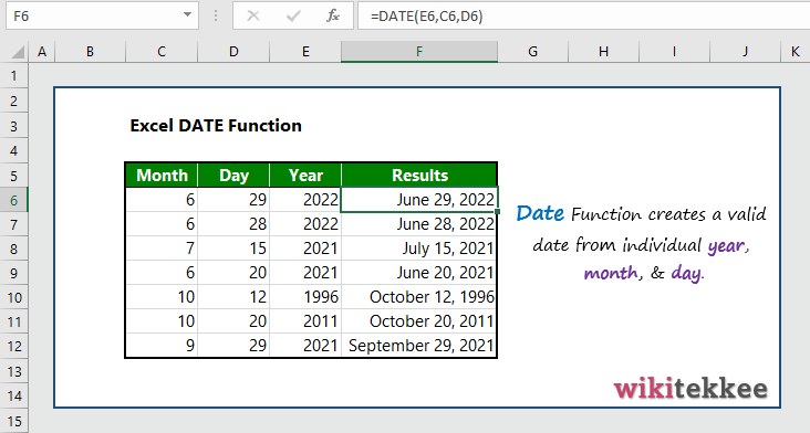 Excel Date Function 6 Practical Examples Wikitekkee 7647